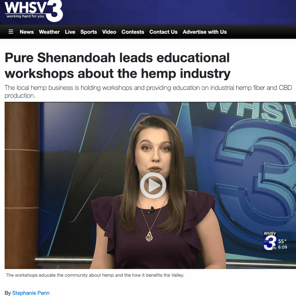 WHSV anchor introducing Pure Shenandoah hemp-industry workshops