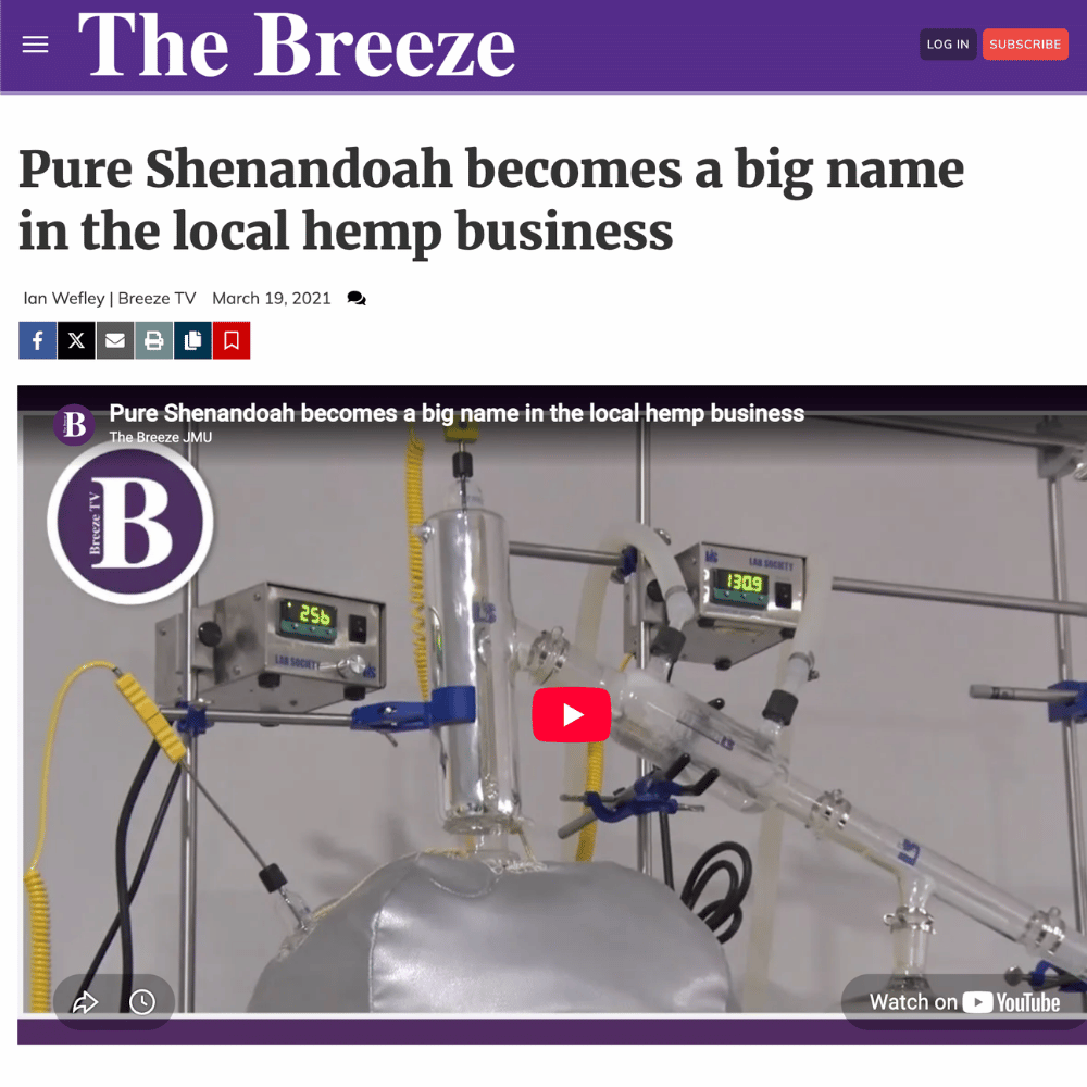 The Breeze video feature showing equipment inside Pure Shenandoah