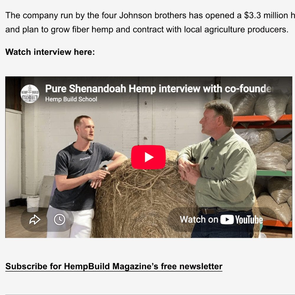 HempBuild Magazine video interview with two Pure Shenandoah leaders
