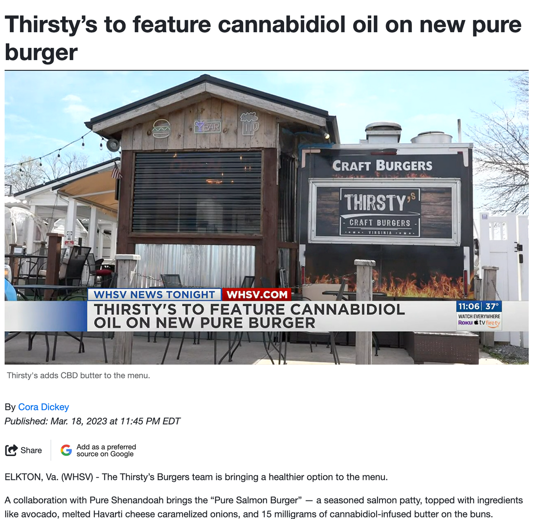 WHSV coverage showing the exterior of Thirsty’s Burgers in Elkton