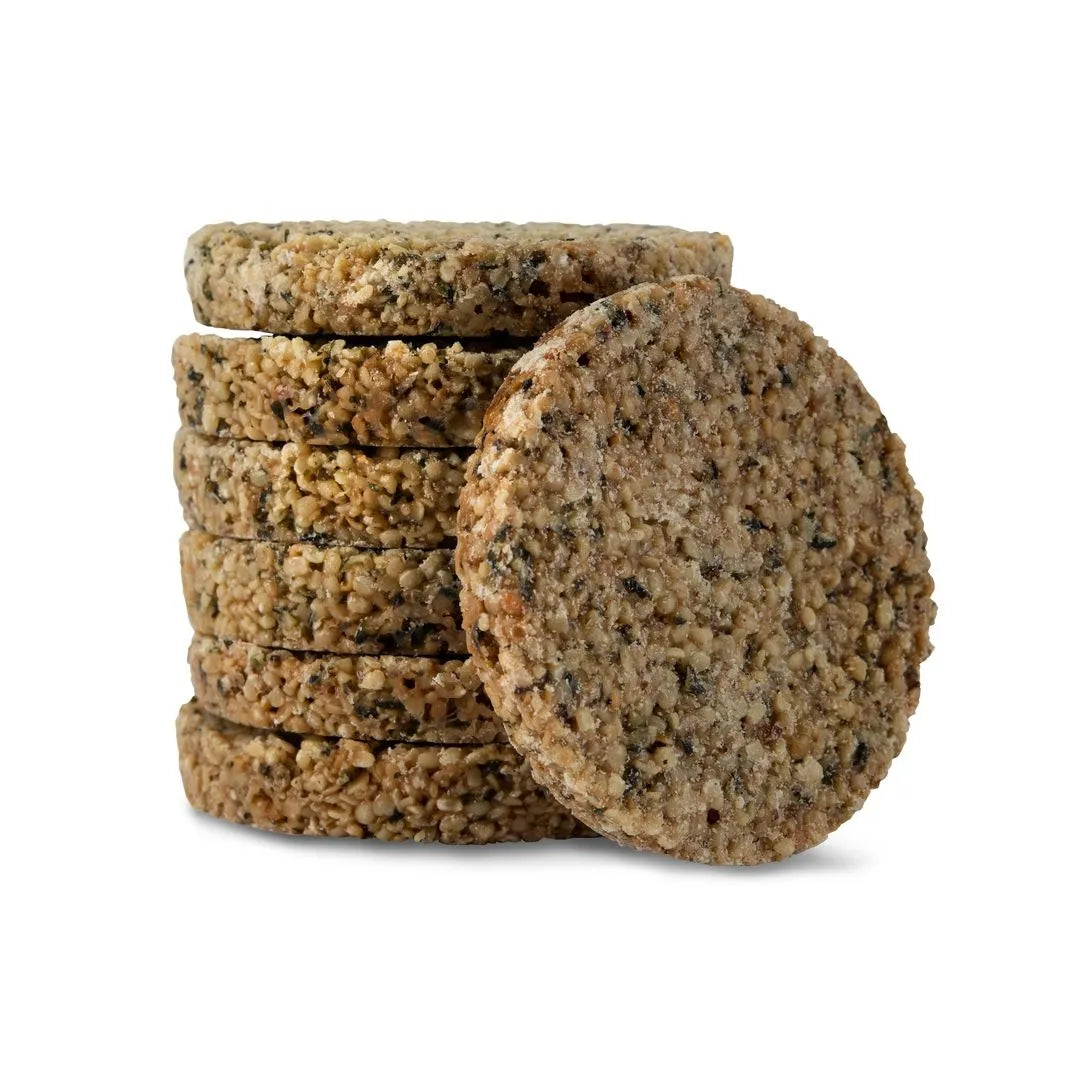 Stack of hemp seed cookies infused with CBD from Pure Shenandoah, baked in Virginia with a nutty flavor and plant-based protein.