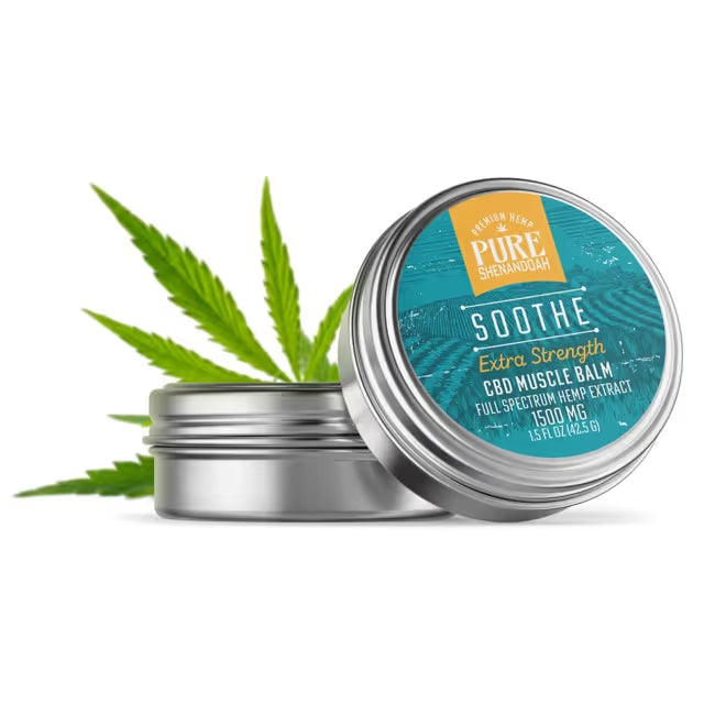 Soothe CBD muscle balm from Pure Shenandoah, a topical hemp product crafted in Virginia for targeted relief.